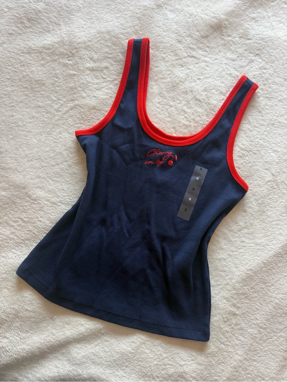Navy Tank with Red Trim - Women’s Scoop Neck Tank